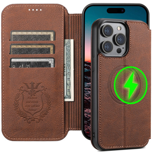 For iPhone 17 air 17 16 15 14 13 12 Pro Max Wallet Magnetic Leather Cover