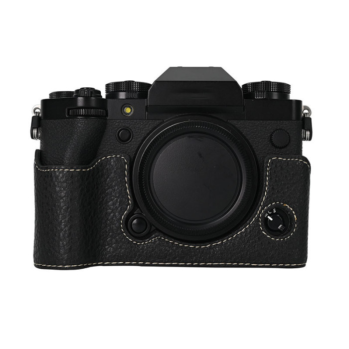 For Fujifilm XT5 Classic Version Lychee Pattern PU Base Camera Half Case Black Green