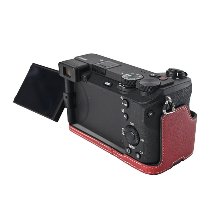 For Sony A6700 Lychee Pattern PU Magnetic Base Black Green Blue