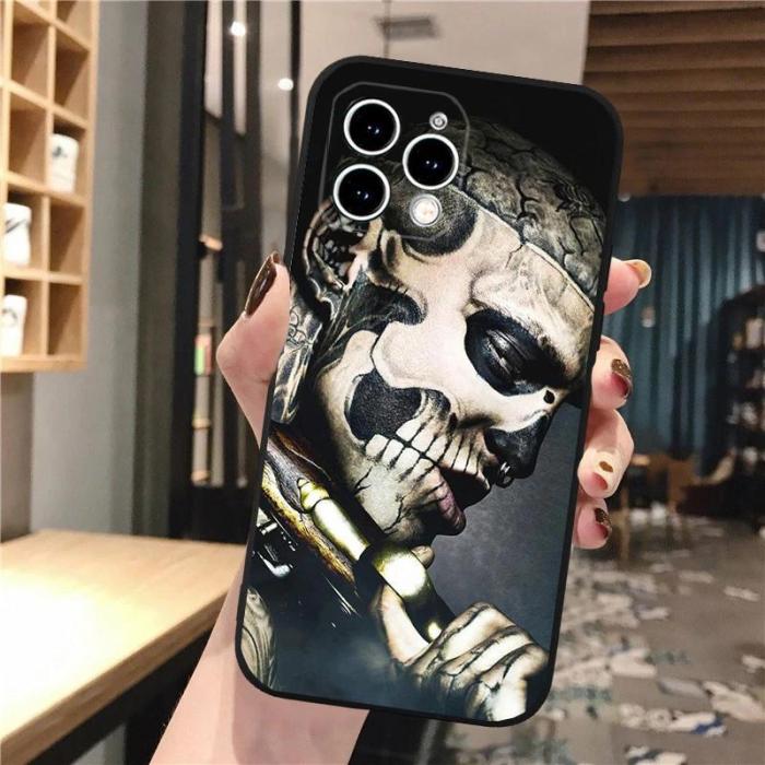 For iPhone 16 Pro Max 15 14 13 12 11 XR XS Phone Cover Skull Skeleton Cool Case Halloween