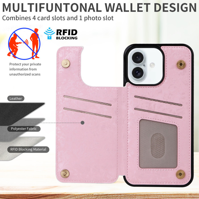 For Apple iPhone 16 15 14 13 12 Pro Max Wallet Leather Phone Case Fashion Case