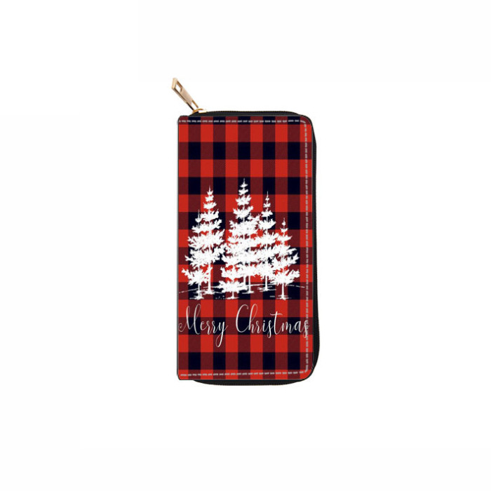 Christmas Christmas Tree Antler Snowman Genuine Leather Wallet Card Holder with Casual Trendy