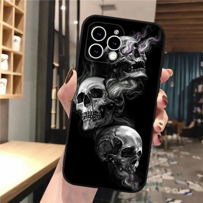 For iPhone 16 Pro Max 15 14 13 12 11 XR XS Phone Cover Skull Skeleton Cool Case Halloween