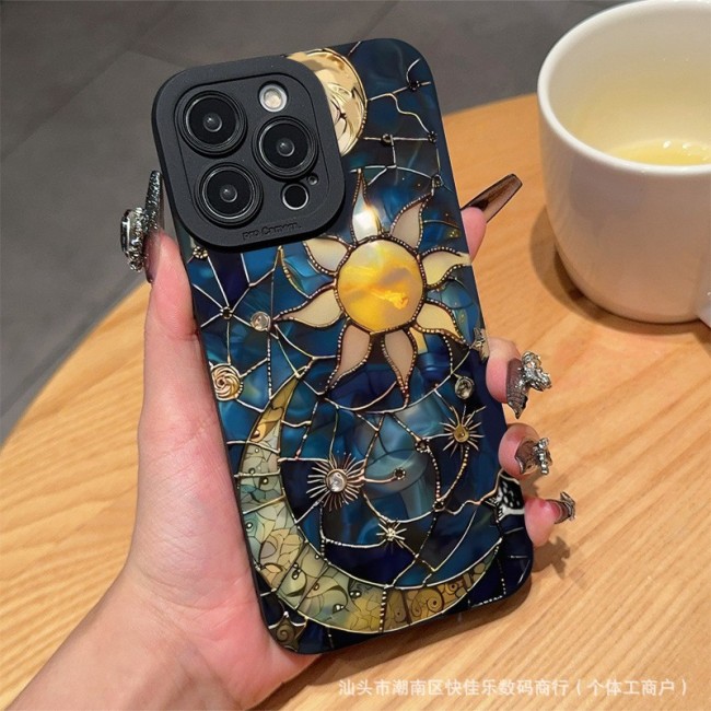 For iPhone 16 Pro Max 15 14 13 12 11 8 7 XR XS Shockproof Cover Sun Moon Phone Case