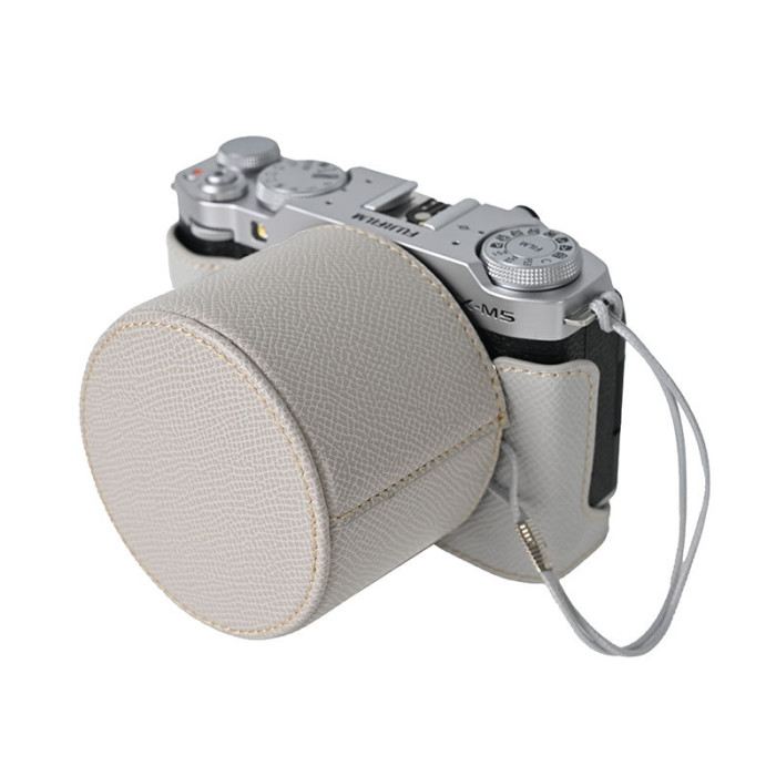 For Fujifilm X-M5: Palm Pattern PU Magnetic Base + Optional V502 Lens Case + V304 Shoulder Strap + V404 Wrist Strap