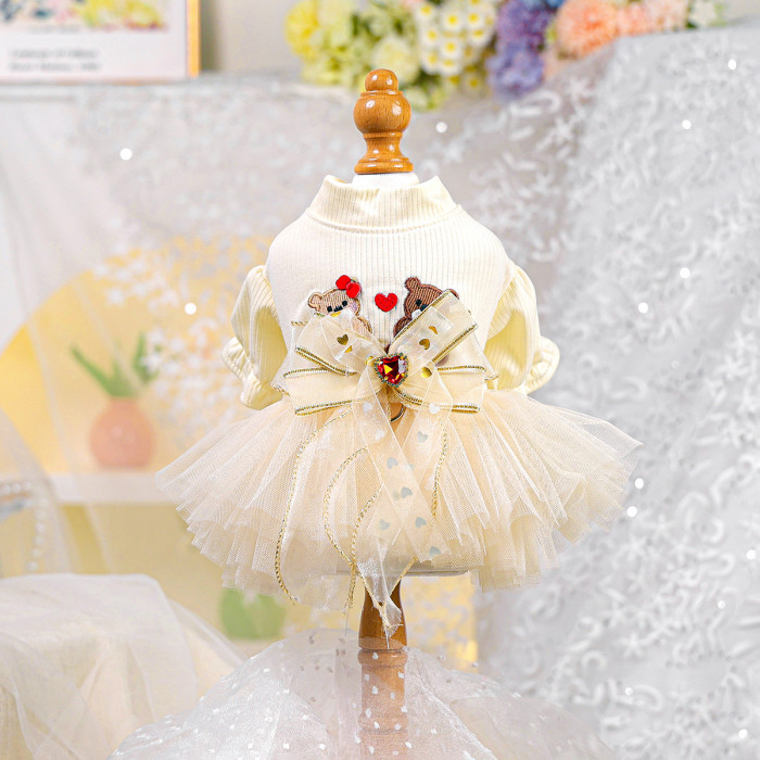 Pet Clothes Dog Cat Clothing Warm Wedding Birthday Dress Skirt Costume Jumpsuit Puppy Apparel