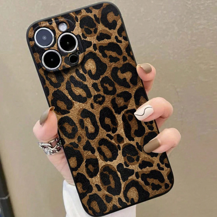 For iPhone 16 15 14 13 12 11 XS Pro Max Leopard Print Fashion Phone Case