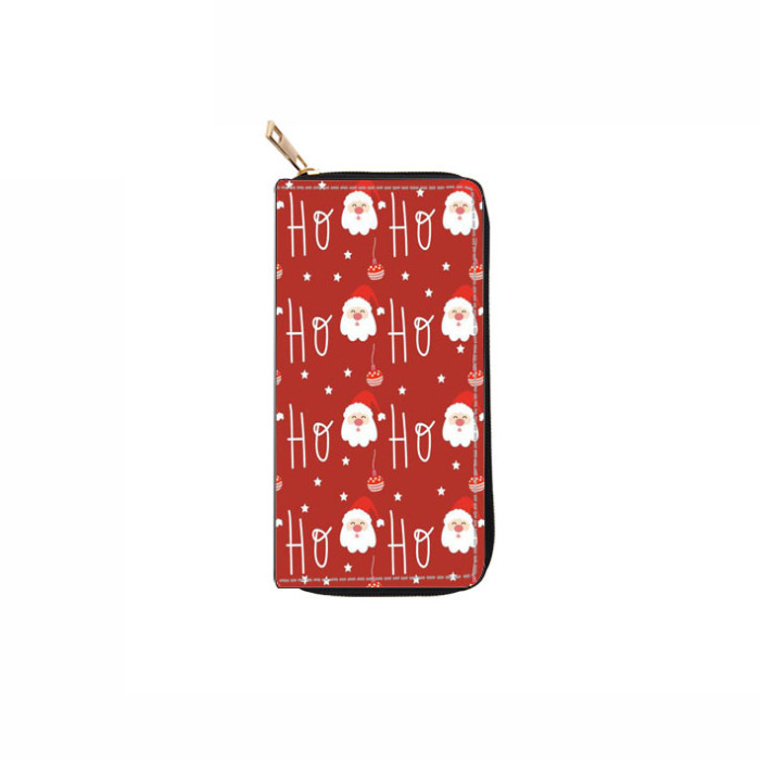 Christmas Snowflake Santa Claus Star Hat Print Wallet Card Holder with Casual Trendy