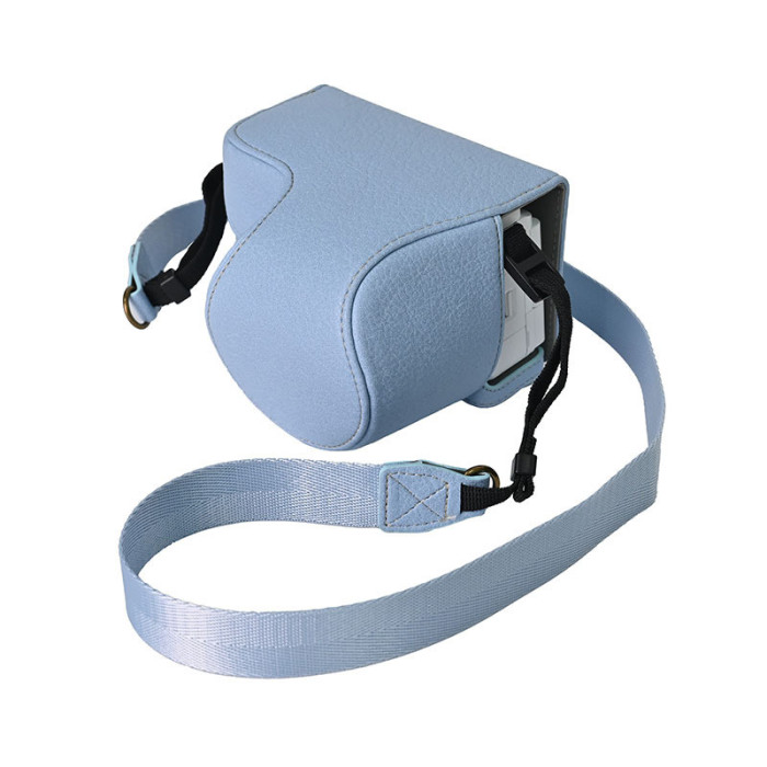For Sony ZV-E10 Mark II Lychee Pattern Camera Case with Shoulder Strap Green Pink Blue