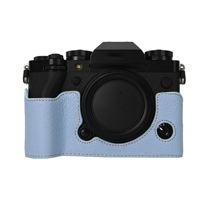For Fujifilm XT5 Classic Version Lychee Pattern PU Base Camera Half Case Black Green