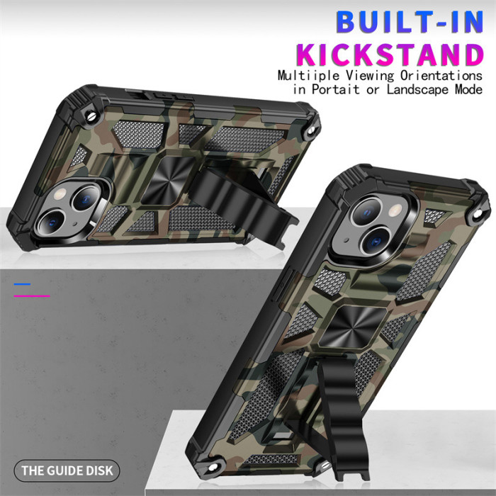 Armor Bracket Phone Case For iPhone 16 15 14 Pro Max Plus 13 12 Shockproof Cover