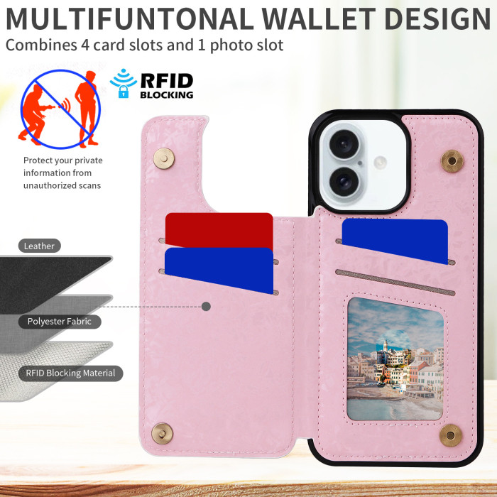 For Apple iPhone 16 15 14 13 12 Pro Max Wallet Leather Phone Case Fashion Case