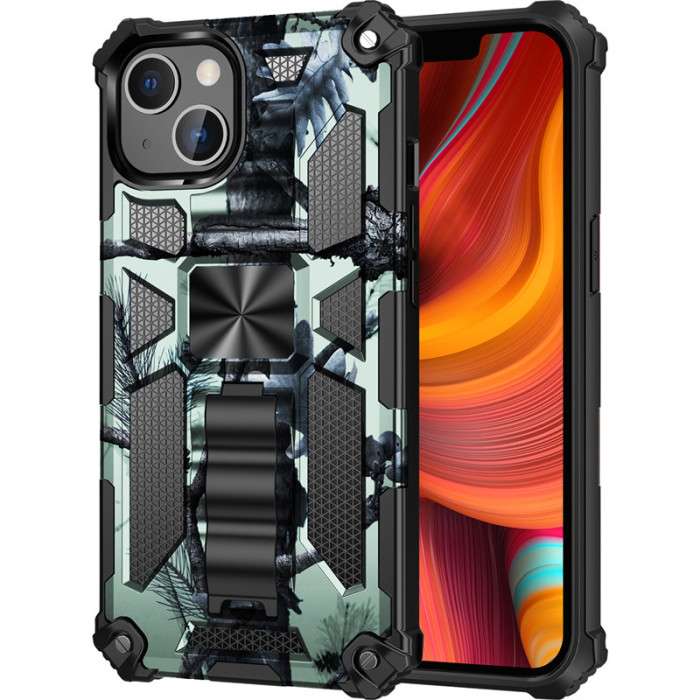 Armor Bracket Phone Case For iPhone 16 15 14 Pro Max Plus 13 12 Shockproof Cover