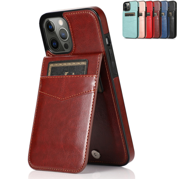 For iPhone 16 15 14 13 12 Pro Max Leather Flip Wallet Phone Cover Shockproof Phone case