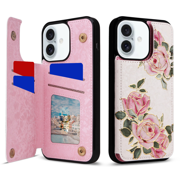 For Apple iPhone 16 15 14 13 12 Pro Max Wallet Leather Phone Case Fashion Case