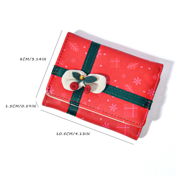 Christmas Cute Bowknot Multi-Card Slots Cartoon Wallet Card Holder Casual Trendy