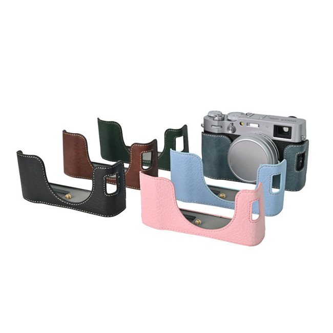 For Fujifilm X100VI Mark VI Lychee Pattern PU Base Black Blue Green