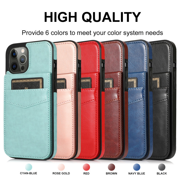 For iPhone 16 15 14 13 12 Pro Max Leather Flip Wallet Phone Cover Shockproof Phone case