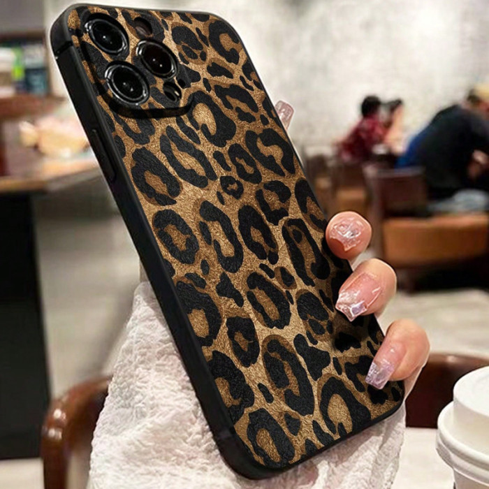 For iPhone 16 15 14 13 12 11 XS Pro Max Leopard Print Fashion Phone Case