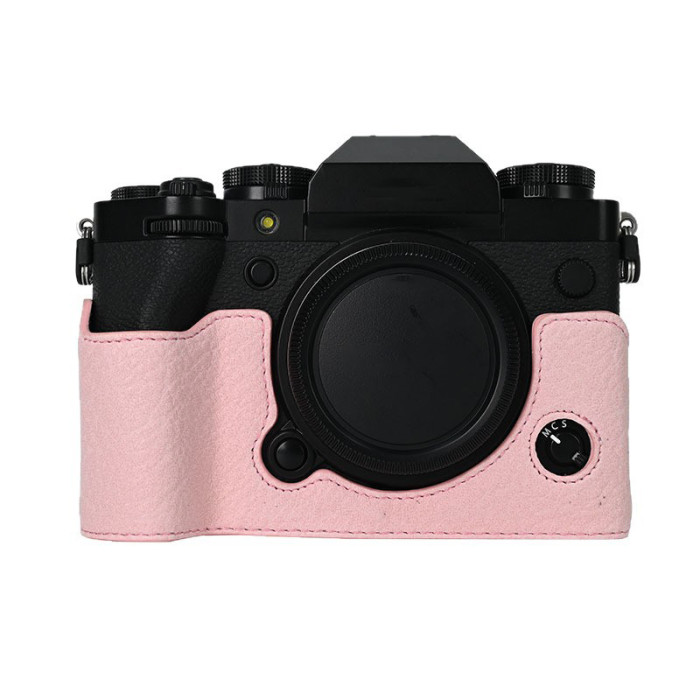 For Fujifilm XT5 Classic Version Lychee Pattern PU Base Camera Half Case Black Green