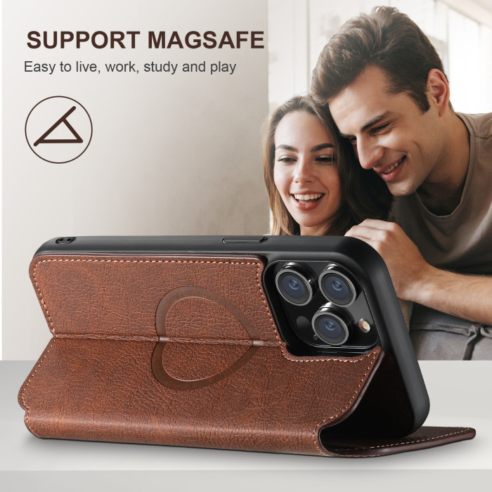 For iPhone 17 air 17 16 15 14 13 12 Pro Max Wallet Magnetic Leather Cover