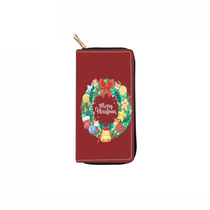Christmas Christmas Tree Antler Snowman Genuine Leather Wallet Card Holder with Casual Trendy
