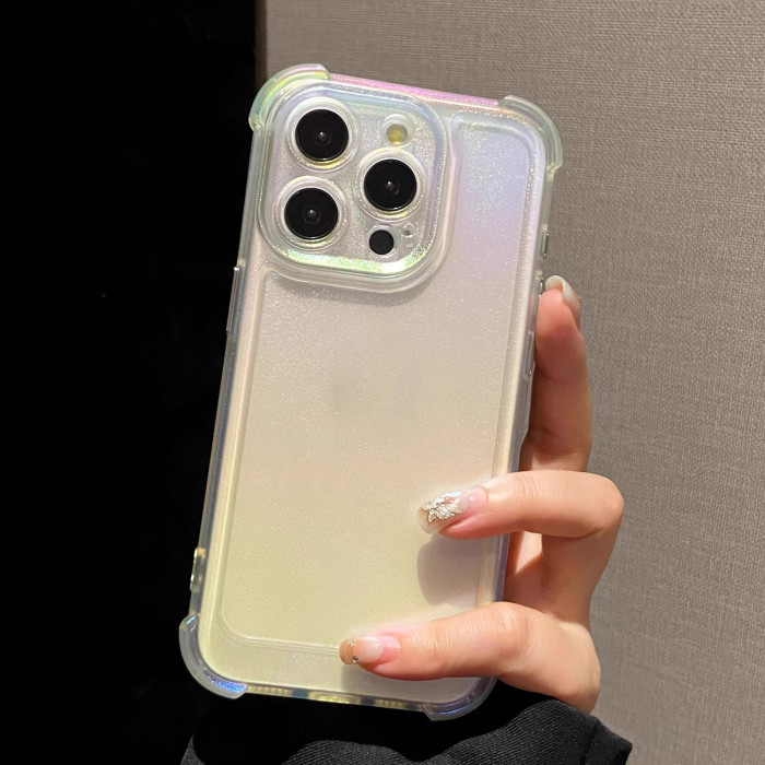 For iPhone 16 15 14 Pro Max Plus 13 12 11 Gradient Clear Phone Case  Transparent Case