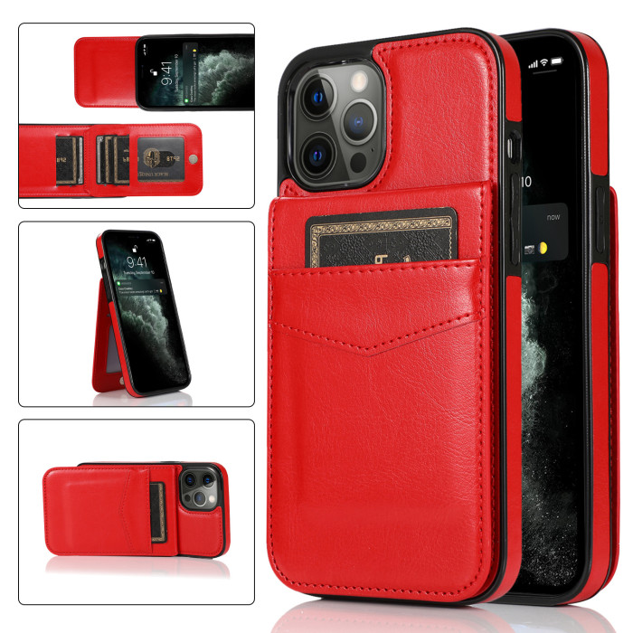 For iPhone 16 15 14 13 12 Pro Max Leather Flip Wallet Phone Cover Shockproof Phone case