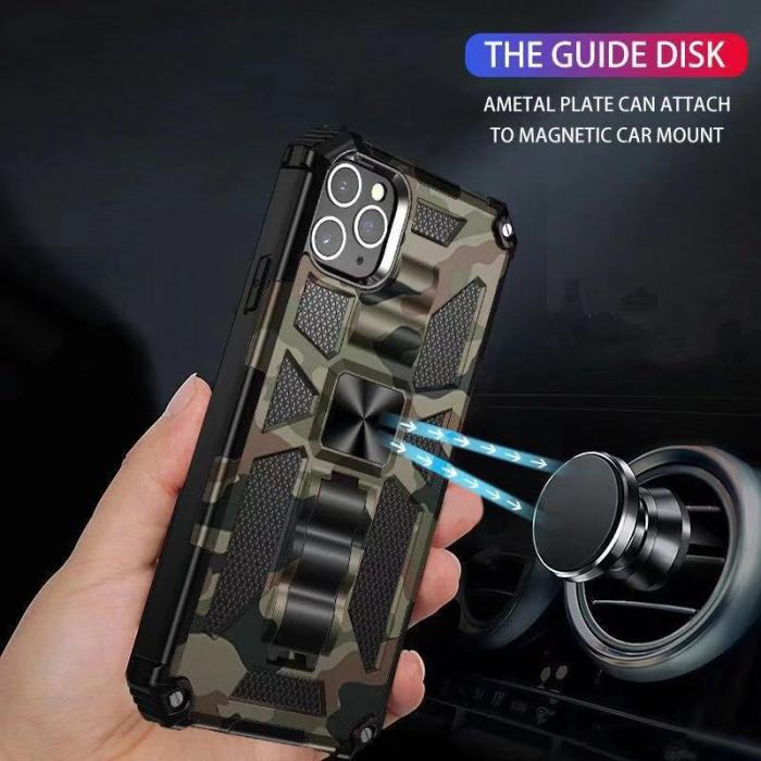 For iPhone 16 Pro Max 15 14 13 12 11 XR XS 7 8  Phone Cover Magnetic Bracket Camouflage Case