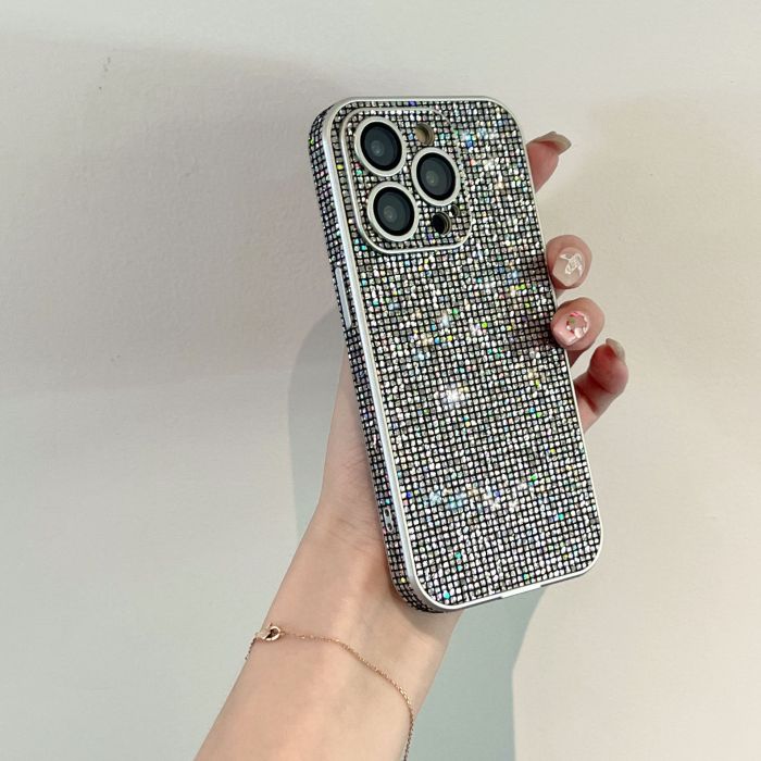 For iPhone 16 15 14 Pro Max Plus 13 12 Glitter Plated Phone Case protective cover