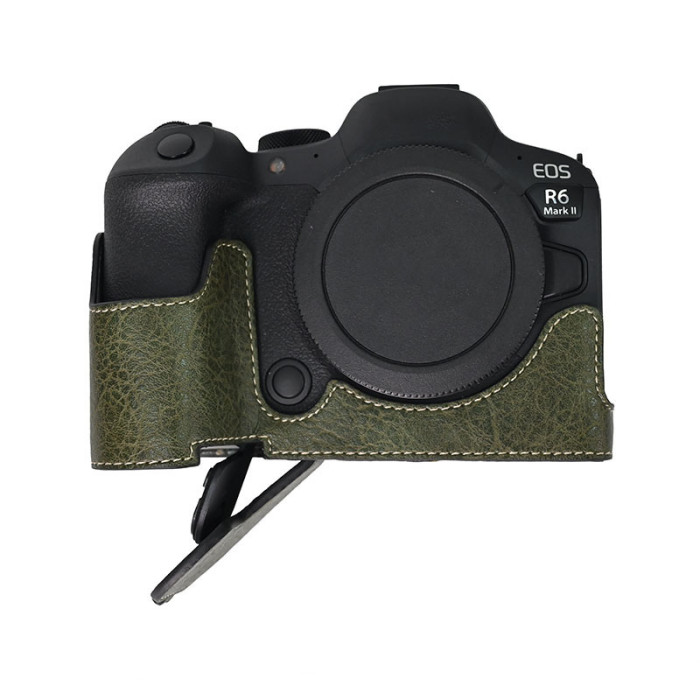 For Canon R5/R6 Mark II 2nd Generation Lychee Pattern Magnetic Base Black Green