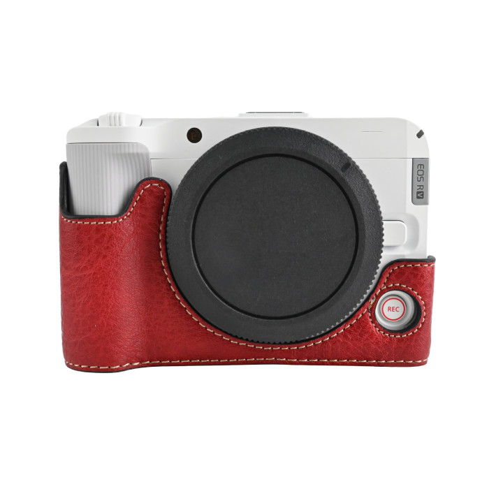 For Canon R50V Lychee Pattern PU Magnetic Base Trendy Versatile Green Black
