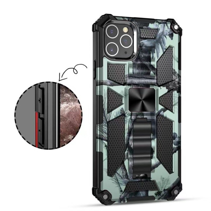 For iPhone 16 Pro Max 15 14 13 12 11 XR XS 7 8  Phone Cover Magnetic Bracket Camouflage Case