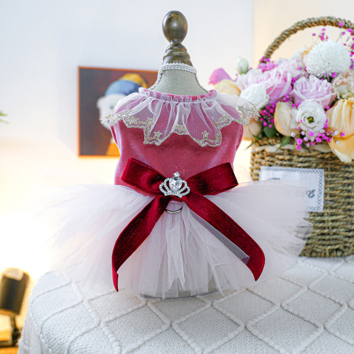 Pet Clothes Dog Cat Clothing Warm Wedding Birthday Dress Skirt Costume Jumpsuit Puppy Apparel