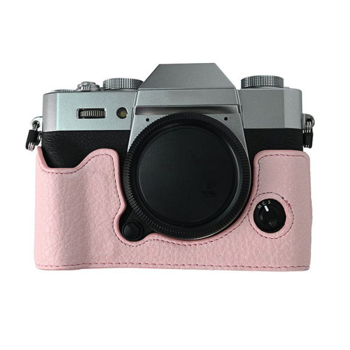 For Fujifilm XT30 Lychee Pattern PU Base Camera Bag Protective Case Black Green