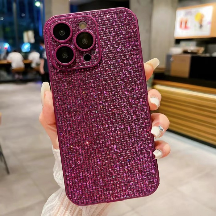 For iPhone 16 15 14 Pro Max Plus 13 12 Glitter Plated Phone Case protective cover
