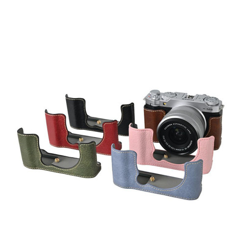 For Fujifilm X-M5 Lychee Pattern PU Magnetic Base Business Casual Versatile Trendy Black Green