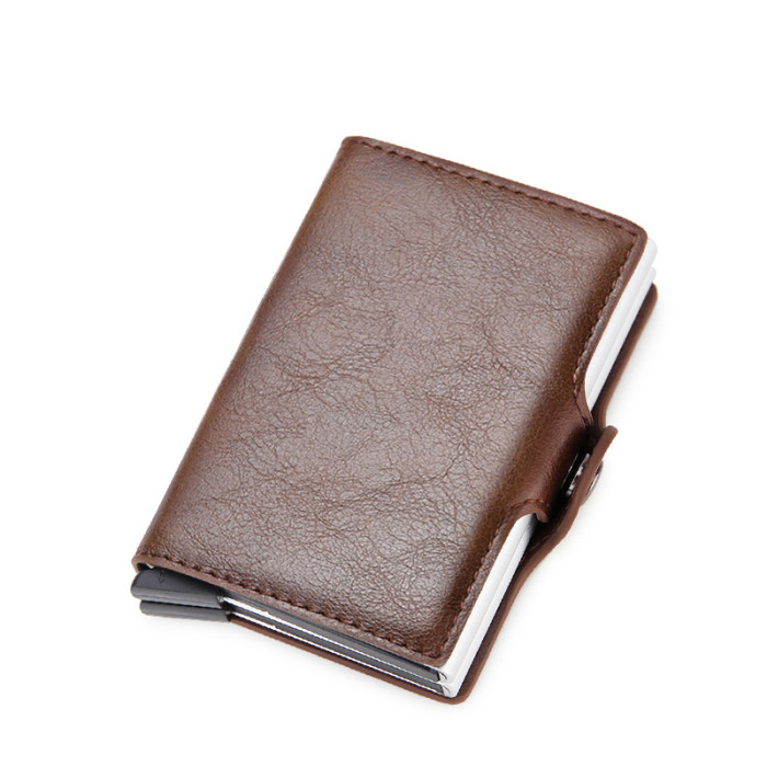 RFID Pop-Up Black Brown Leather Wallet Card Holder Business Casual Versatile