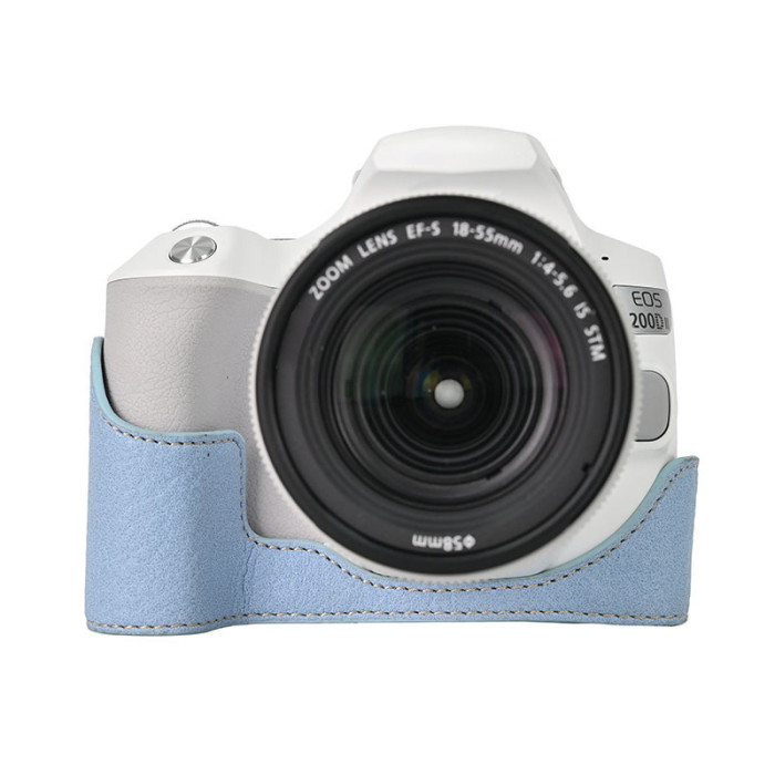 For Canon 200D II Lychee Pattern PU Base Case Cover Bag Cover Black Green