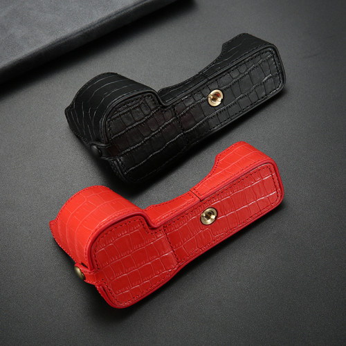 For  Sony A73 A7r3 A7m3 Leather Case Camera Cover Base bag shell black red