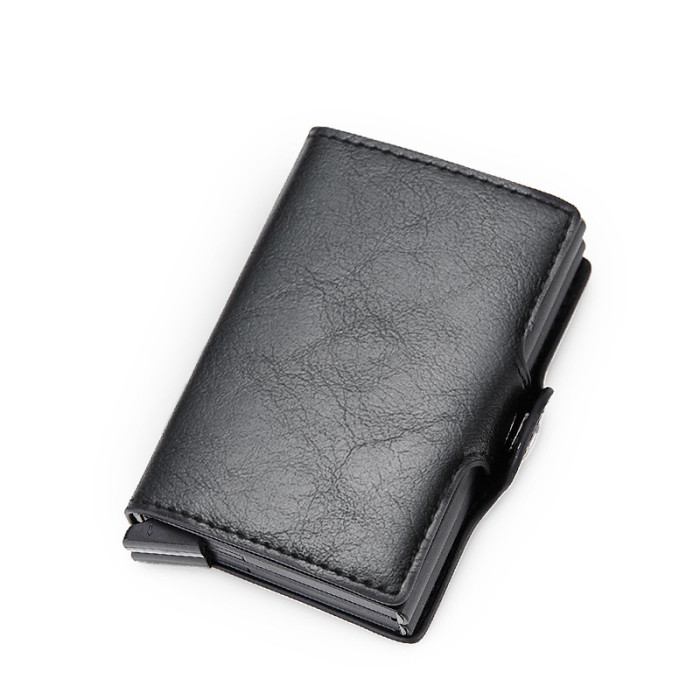 RFID Pop-Up Black Brown Leather Wallet Card Holder Business Casual Versatile