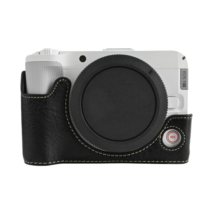 For Canon R50V Lychee Pattern PU Magnetic Base Trendy Versatile Green Black