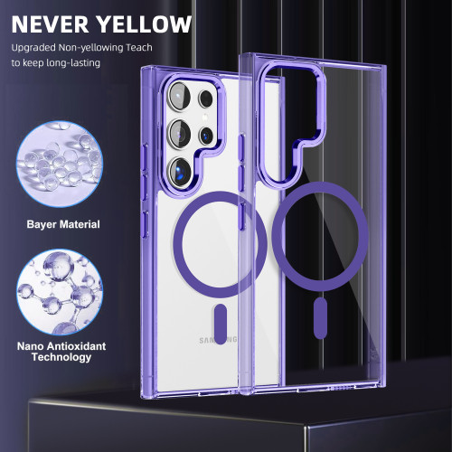 For Samsung Galaxy S25 Ultra S24 S23FE A55 Phone Cover Magnetic Transparent Case