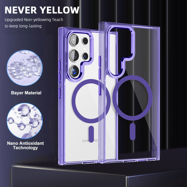 For Samsung Galaxy S25 Ultra S24 S23FE A55 Phone Cover Magnetic Transparent Case