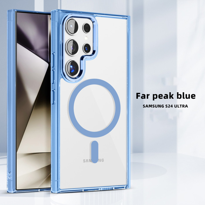 For Samsung Galaxy S25 Ultra S24 S23FE A55 Phone Cover Magnetic Transparent Case