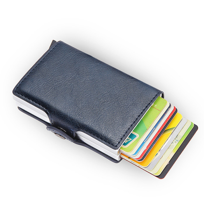 RFID Pop-Up Black Brown Leather Wallet Card Holder Business Casual Versatile