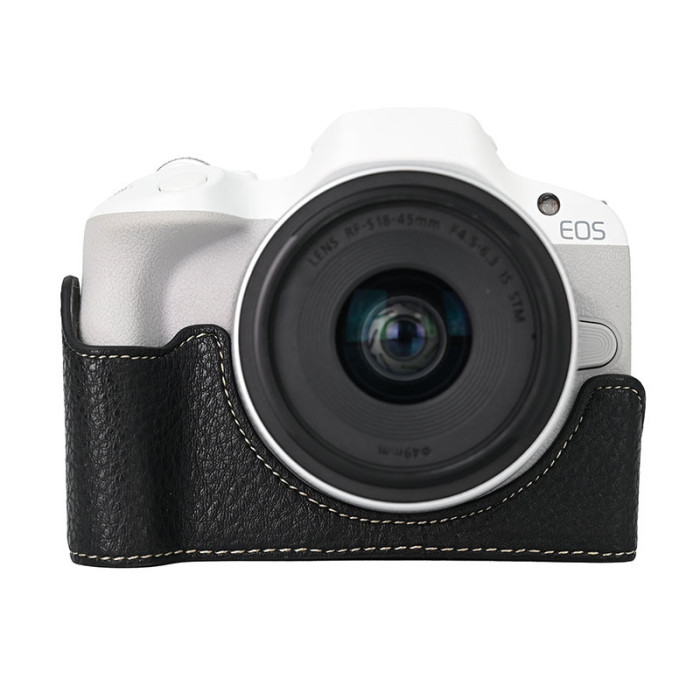 For Canon R50 Lychee Pattern PU Magnetic Base Black Green Purple