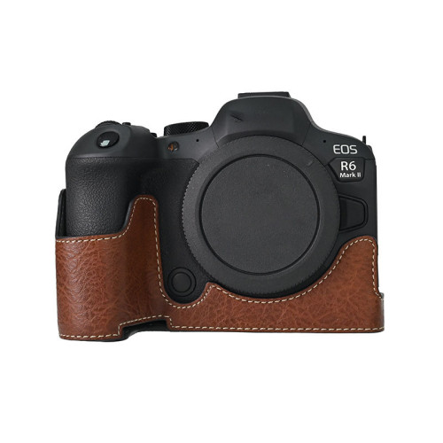 For Canon R5/R6 Mark II 2nd Generation Lychee Pattern Magnetic Base Black Green