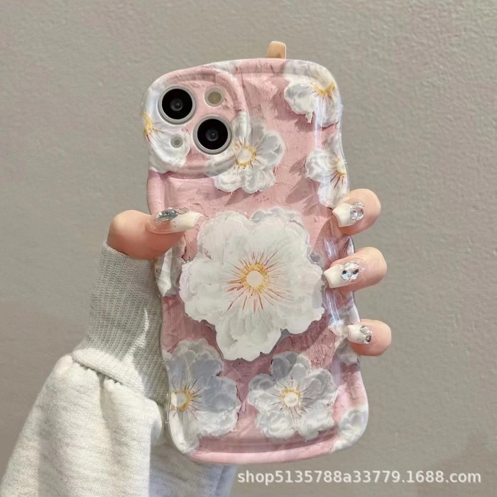For iPhone 16 Pro Max 15 14 13 12 11 8 XR XS Shockproof Flower Bracket Phone Bracelet Case 