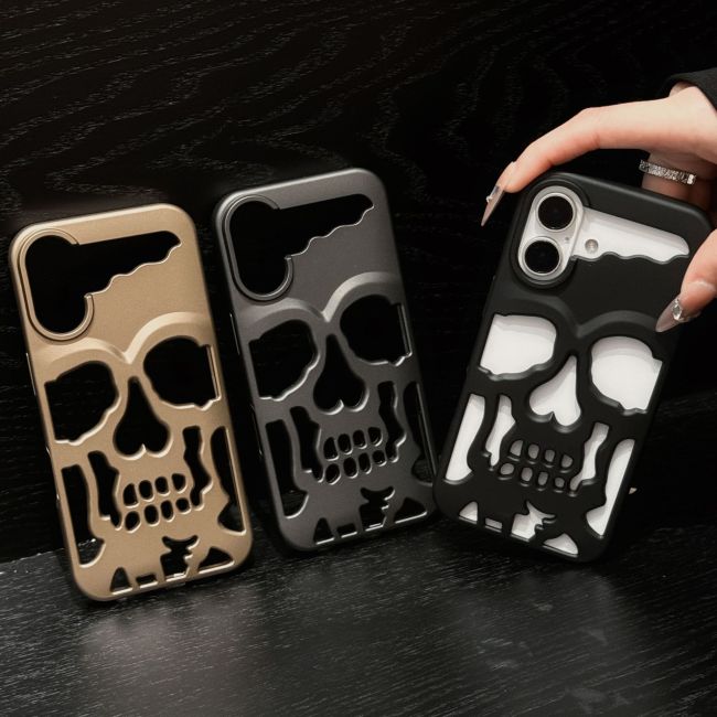 For Apple iPhone 16 Pro Max 15 14 13 12 11 Frosted Skull Protective Phone Case Halloween
